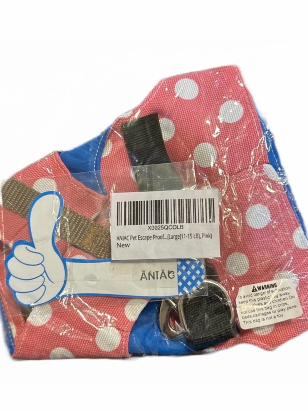 Pink Polka Dot Dog Harness w Leash Bow Tie Small 11–15 lbs NWT Cute Set